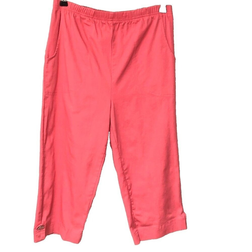 Denim & Co Jean Capris Women's S‎ 6 8 Coral How Timeless Tab Pockets D&CO QVC